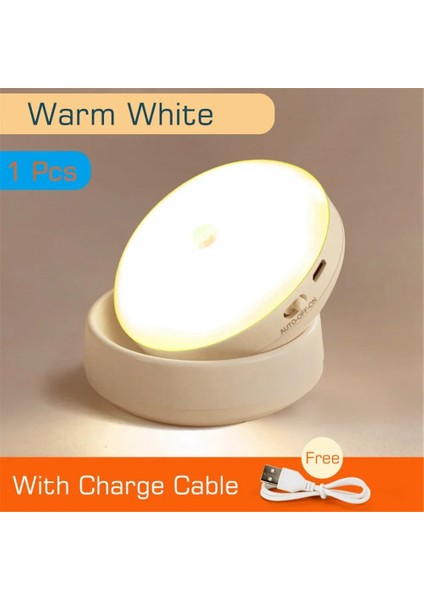 Gece Lambası Döndürülebilir Kablosuz Hareket Sensörü LED Gece Işıkları USB Yatak Odası Koridor Hareket Sensörü Işık LED Lamba (Yurt Dışından)