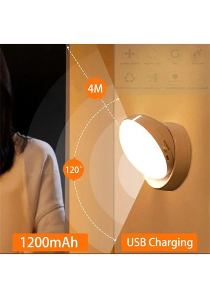 Gece Lambası Döndürülebilir Kablosuz Hareket Sensörü LED Gece Işıkları USB Yatak Odası Koridor Hareket Sensörü Işık LED Lamba (Yurt Dışından)