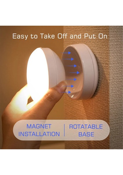 Gece Lambası Döndürülebilir Kablosuz Hareket Sensörü LED Gece Işıkları USB Yatak Odası Koridor Hareket Sensörü Işık LED Lamba (Yurt Dışından)