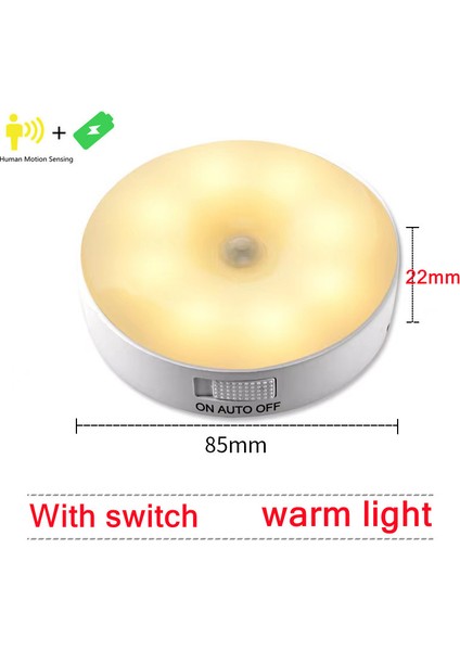 8led'li LED Insan Vücudu Indüksiyon Gece Lambası USB Şarjlı Akıllı Sensör Lambası Başucu Yatak Odası Ev Koridor Aydınlatma Mini Duvar Lambası (Yurt Dışından)