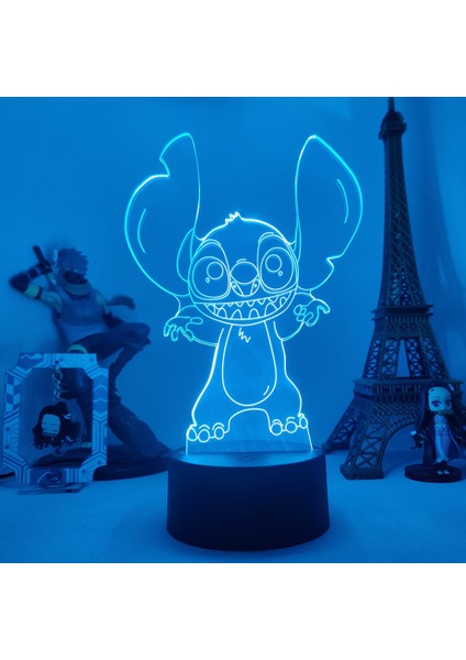 Lilo & Stitch Karikatür 7/16 Renk Yaratıcı 3D Lamba Anime Figürü LED Gece Lambası Dokunmatik Masa Lambası Süsleri Çocuk Oyuncakları Hediyeler (Yurt Dışından)