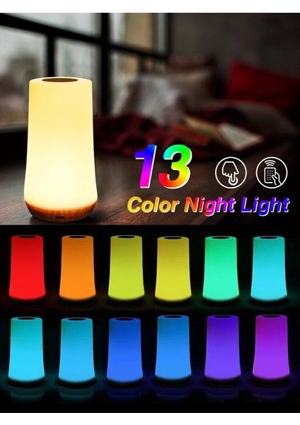 Ggbingo 13 Renkli Gece Lambası Dokunmatik Kısılabilir Uzaktan Kumanda USB Şarj Acil Aydınlatma Rgb Taşınabilir Ev Başucu Lambası (Yurt Dışından)