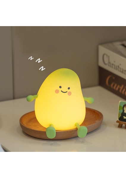 LED Armut Meyve Silikon Gece Lambası 7 Renk Kısılabilir Dokunmatik USB Karikatür Başucu Lambası Yatak Odası Dekoru Sevimli Çocuk Hediyesi (Yurt Dışından)