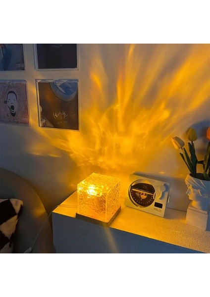 Su Dalgası Prctor 3/16 Renk Gece Lambası Alev Kristal Lamba Ev Evler Dekorasyon Gün Batımı Işıkları Hediye Dönen Işık (Yurt Dışından)