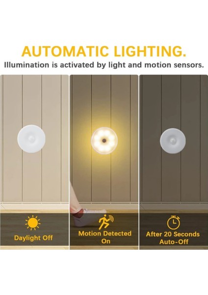 8led'li LED Insan Vücudu Indüksiyon Gece Lambası USB Şarjlı Akıllı Sensör Lambası Başucu Yatak Odası Ev Koridor Aydınlatma Mini Duvar Lambası (Yurt Dışından)