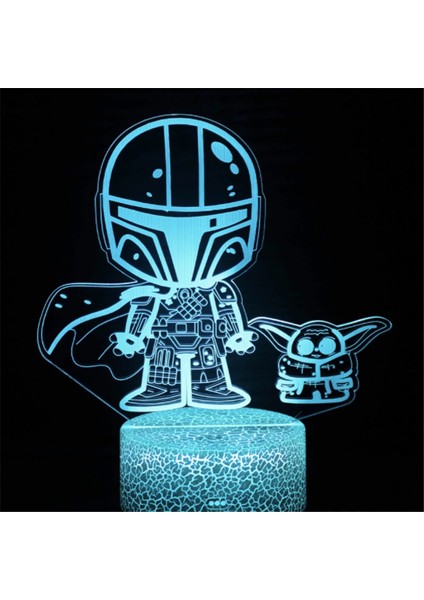 Anime Yoda Bebek 3D Lamba LED Illüzyon Gece Lambası Renk Değiştiren Lampara Çocuklar Için Yatak Odası Dekor Gece Lambası Manga Groot Masa Lambası (Yurt Dışından)