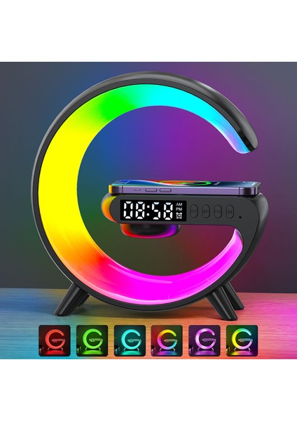 LED Akıllı Uyandırma Işığı Rgb Gece Lambası Kablosuz Hoparlörlü 15W Kablosuz Masa Lambası Yatak Odası Başucu Oyun Odası Için (Yurt Dışından) fırsatları