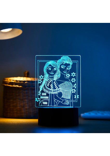 Disney Frozen Prenses 3D Görsel Lamba Anna Elsa Olfa Figürü LED Gece Lambası Akrilik Illüzyon Masa Lambası Ev Dekoru Çocuk Oyuncakları (Yurt Dışından)