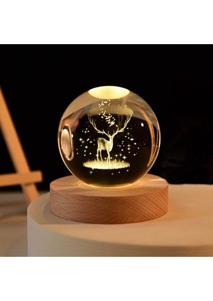 USB LED Gece Lambası Galaxy Kristal Küre Lamba 3D Gezegen Ay Lambası Ev Dekorasyonu (Yurt Dışından)