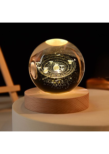 USB LED Gece Lambası Galaxy Kristal Küre Lamba 3D Gezegen Ay Lambası Ev Dekorasyonu (Yurt Dışından)