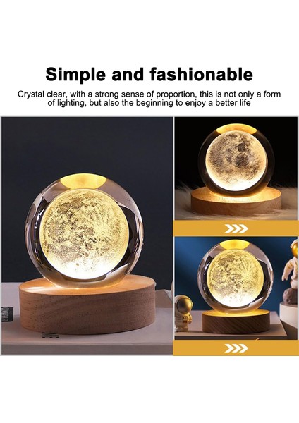Aydınlık Kristal Küre LED Gece Lambası Satürn Güneş Sistemi 3D Ay Masa Lambası USB Yatak Odası Atmosfer Lambası Doğum Günü Çocuk Hediyesi (Yurt Dışından) fırsatları