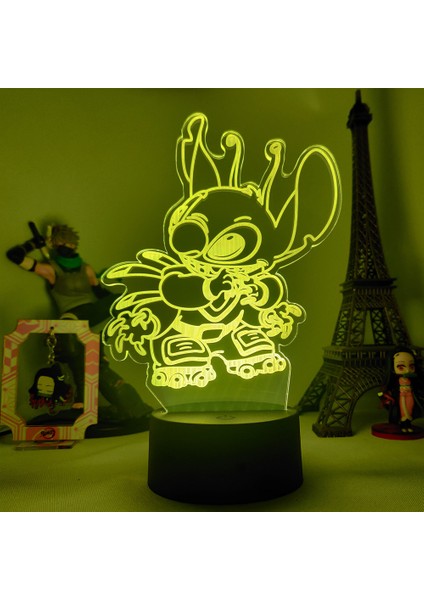 Lilo & Stitch Karikatür 7/16 Renk Yaratıcı 3D Lamba Anime Figürü LED Gece Lambası Dokunmatik Masa Lambası Süsleri Çocuk Oyuncakları Hediyeler (Yurt Dışından)