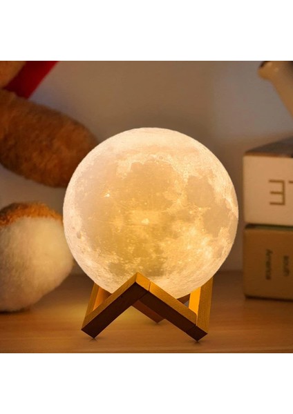 Renkli 3D Baskılı Ay Lambası Dokunmatik Ay Lambası LED Gece Lambası Çocuk Gece Lambası Yatak Odası Dekorasyonu Doğum Günü Hediyeleri (Yurt Dışından)