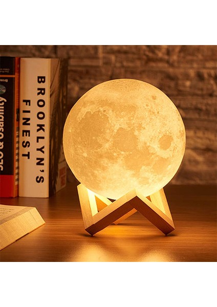 Renkli 3D Baskılı Ay Lambası Dokunmatik Ay Lambası LED Gece Lambası Çocuk Gece Lambası Yatak Odası Dekorasyonu Doğum Günü Hediyeleri (Yurt Dışından)