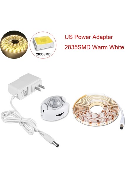 Hareket Sensörü Dolap Altı Işıkları Dolap Mutfak Yatak Acil Gece Lambası Esnek LED Şerit Dc 12V Abd Ab Güç Adaptörü (Yurt Dışından)