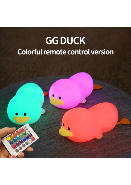 Adet Doudou Ördek Gece Lambası Çocuk Hediyesi Yumuşak Işık Göz Bakımı USB Şarj Zamanlama Otomatik Alkış Silikon Lamba (Yurt Dışından)