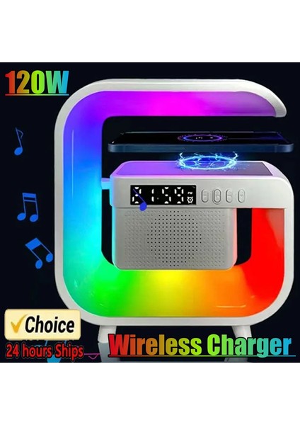 Çok Işlevli Kablosuz Şarj Standı Bluetooth 5.0 Hoparlör Fm Tf Rgb Gece Lambası iPhone Samsung Xiaomi Için Hızlı Şarj Istasyonu (Yurt Dışından)