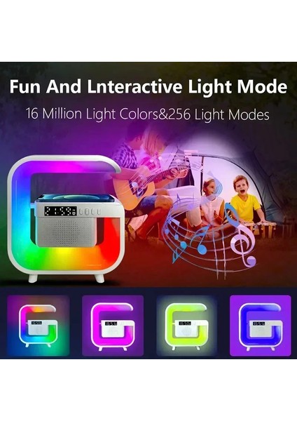 Çok Işlevli Kablosuz Şarj Standı Bluetooth 5.0 Hoparlör Fm Tf Rgb Gece Lambası iPhone Samsung Xiaomi Için Hızlı Şarj Istasyonu (Yurt Dışından)
