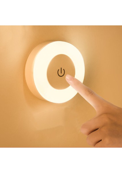 Enerji Tasarruflu LED Dokunmatik Sensör Gece Lambası USB Manyetik Duvar Lambası Oda Koridor Yatak Odası Yuvarlak Taşınabilir Gece Lambası (Yurt Dışından)