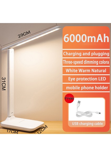 LED Masa Lambası Göz Koruması Dokunmatik Kısılabilir LED Okuma Işığı Öğrenci Yurdu Yatak Odası Okuma USB Şarj Edilebilir Masa Lambası (Yurt Dışından)