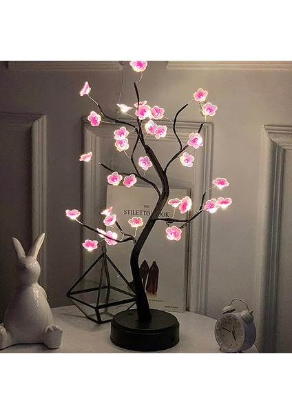 Masa Ağacı Gece Lambası Usb/ Güçlendirilmiş Dokunmatik Anahtar Yapay Bonsai Kiraz Çiçeği Masaüstü Ağacı LED Lamba Işık Dekorasyonu (Yurt Dışından) fiyatları