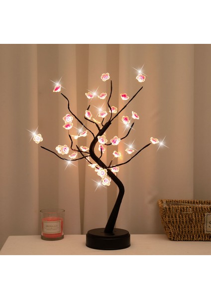 Masa Ağacı Gece Lambası Usb/ Güçlendirilmiş Dokunmatik Anahtar Yapay Bonsai Kiraz Çiçeği Masaüstü Ağacı LED Lamba Işık Dekorasyonu (Yurt Dışından) modelleri