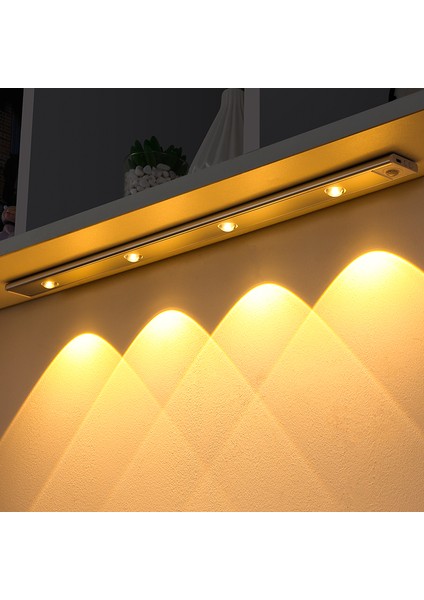 Hareket Sensörlü Işık LED Sensör Lambası Kablosuz Ultra Ince USB LED Mutfak Dolabı Yatak Odası Gardırop Iç Aydınlatma Gece Lambası (Yurt Dışından)