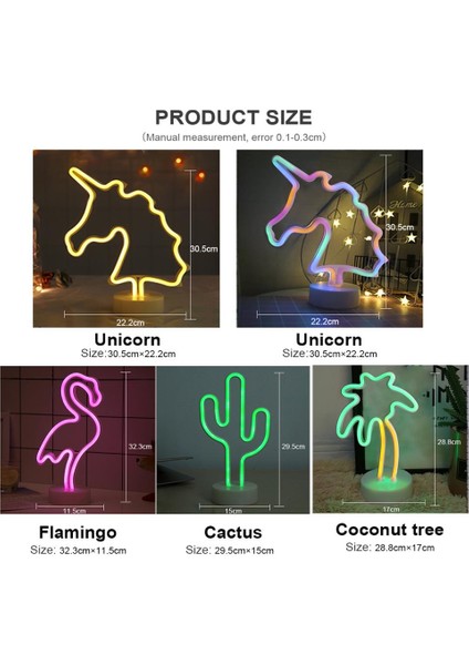 /usb LED Neon Gece Lambası Işareti Flamingo Unicorn Hindistan Cevizi Ağacı Kaktüs Ananas Masa Lambası Çocuk Yatak Odası Noel Sanat Dekoru (Yurt Dışından) modelleri