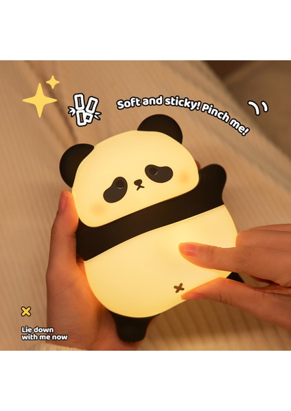 USB LED Gece Lambası Sevimli Karikatür Panda Silikon Lamba Zamanlama Fonksiyonu Masa Başucu Dekoru Çocuk Gece Lambası Hediye (Yurt Dışından)
