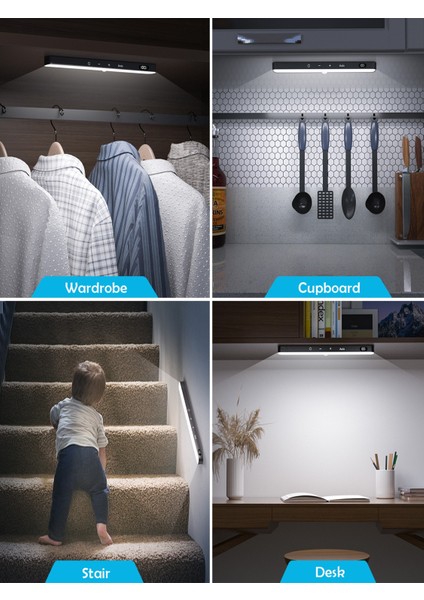 Wılled Dolap Işıkları Ekran 60 LED Hareket Sensörlü Dolap Işığı Kısılabilir Dokunmatik Kontrol Gece Işıkları (Yurt Dışından)