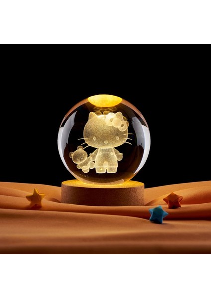 6cm 3D Kristal Küre Kuromi Dikiş Pikachu Doraemon Bir Rüya Hello Kitty Kristal Gezegen Gece Lambası Lazer Oyma Doğum Günü Hediyesi (Yurt Dışından)