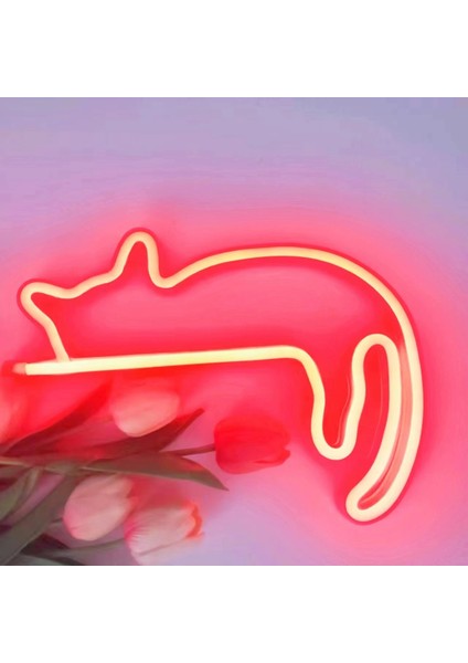 Duvar Dekoru Için Kedi Neon Tabelası LED Işıklı Tabela Dekor Evcil Hayvan Mağazası Hayvan Kulübü USB Oda Duvarı Ev Partisi Doğum Günü Hediyesi (Yurt Dışından)