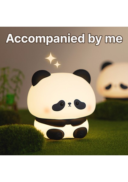 Panda LED Gece Lambası Sevimli Silikon Gece Lambası USB Dokunmatik Gece Lambası Yatak Odası Zamanlama Lambası Dekorasyon Çocuk Hediyesi (Yurt Dışından)