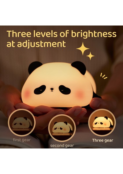 Panda LED Gece Lambası Sevimli Silikon Gece Lambası USB Dokunmatik Gece Lambası Yatak Odası Zamanlama Lambası Dekorasyon Çocuk Hediyesi (Yurt Dışından)