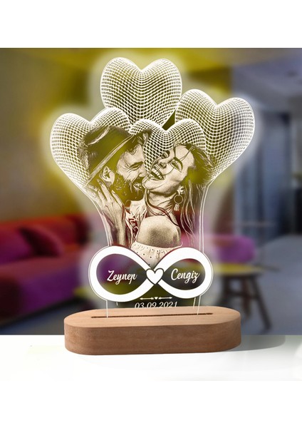 Kişiselleştirilmiş 3D Fotoğraf Lambası Özel Fotoğraf ve Metin Özelleştirilmiş Sevgililer Günü Evlilik Yıldönümü Doğum Günü 3D Gece Lambası Hediyeleri (Yurt Dışından)