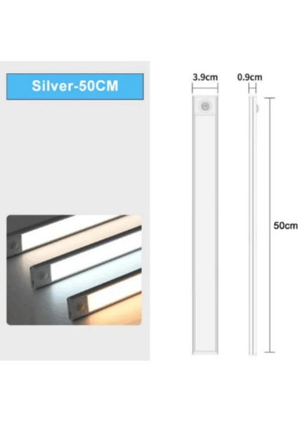 LED Gece Lambası 20/30/40/60CM Hareket Sensörü Kablosuz USB Dolap Gece Lambası Gardırop Lambası Mutfak Dolabı Yatak Odası Gardırop (Yurt Dışından)