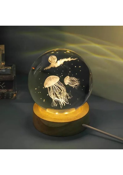 3D Kristal Işıklar Lamba Parlayan Gezegensel Galaksi Gece Lambası Kristal Küre Gece Işıkları Başucu Lambası Ev Dekoru Noel Hediyesi (Yurt Dışından)