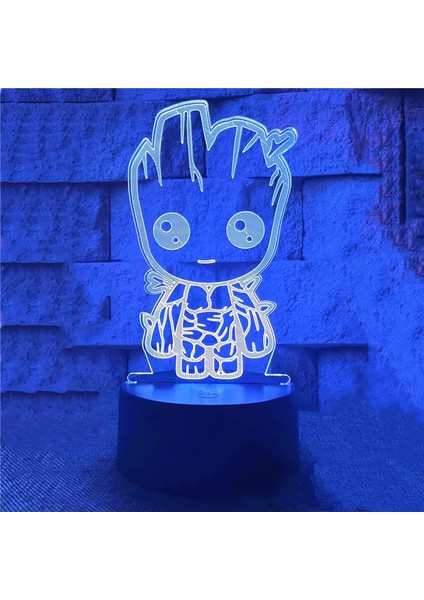 Anime Yoda Bebek 3D Lamba LED Illüzyon Gece Lambası Renk Değiştiren Lampara Çocuklar Için Yatak Odası Dekor Gece Lambası Manga Groot Masa Lambası (Yurt Dışından)
