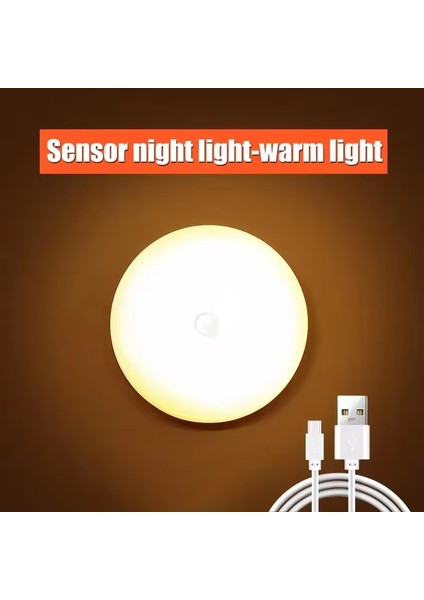 Adet Hareket Sensörlü LED Gece Lambası USB Gece Lambası Mutfak Dolabı Gardırop Lambası Merdiven Kablosuz Dolap Işığı (Yurt Dışından)
