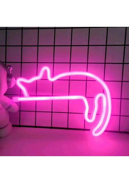Duvar Dekoru Için Kedi Neon Tabelası LED Işıklı Tabela Dekor Evcil Hayvan Mağazası Hayvan Kulübü USB Oda Duvarı Ev Partisi Doğum Günü Hediyesi (Yurt Dışından)