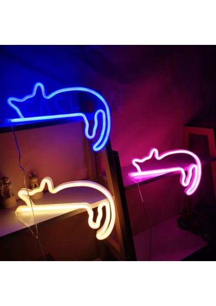 Duvar Dekoru Için Kedi Neon Tabelası LED Işıklı Tabela Dekor Evcil Hayvan Mağazası Hayvan Kulübü USB Oda Duvarı Ev Partisi Doğum Günü Hediyesi (Yurt Dışından) fiyatları