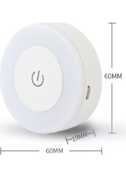 Enerji Tasarruflu LED Dokunmatik Sensör Gece Lambası USB Manyetik Duvar Lambası Oda Koridor Yatak Odası Yuvarlak Taşınabilir Gece Lambası (Yurt Dışından)