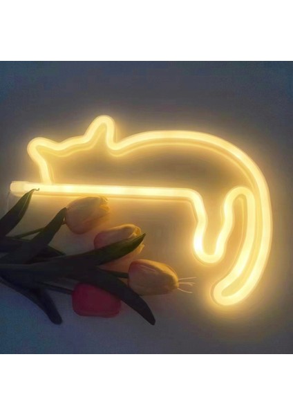 Duvar Dekoru Için Kedi Neon Tabelası LED Işıklı Tabela Dekor Evcil Hayvan Mağazası Hayvan Kulübü USB Oda Duvarı Ev Partisi Doğum Günü Hediyesi (Yurt Dışından)
