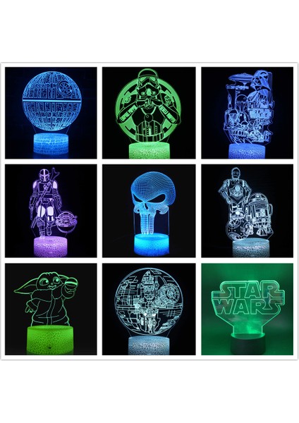 Anime Yoda Bebek 3D Lamba LED Illüzyon Gece Lambası Renk Değiştiren Lampara Çocuklar Için Yatak Odası Dekor Gece Lambası Manga Groot Masa Lambası (Yurt Dışından)