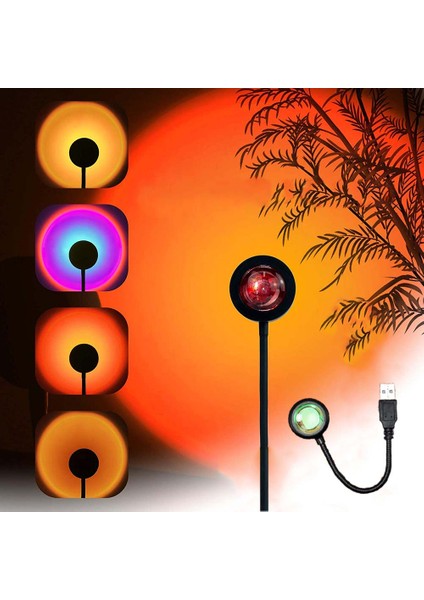 USB LED Gün Batımı Lambası Atmosfer Gece Lambası Proctor Fotoğraf Duvar Ambiyans Lambası Festival Hediye Işığı Yatak Odası Dekorasyon Lambası (Yurt Dışından)