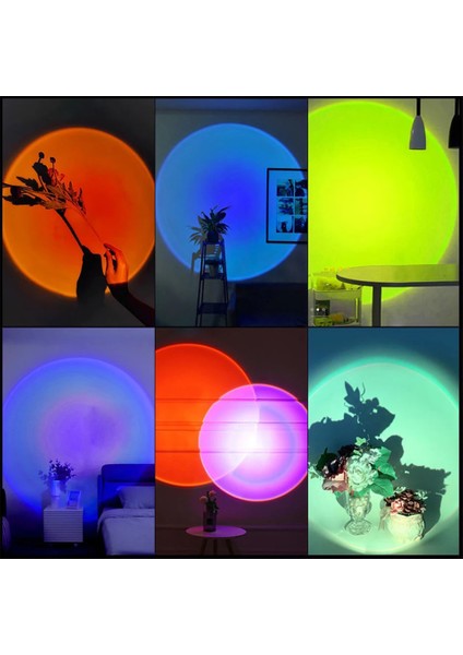 USB LED Gün Batımı Lambası Atmosfer Gece Lambası Proctor Fotoğraf Duvar Ambiyans Lambası Festival Hediye Işığı Yatak Odası Dekorasyon Lambası (Yurt Dışından)