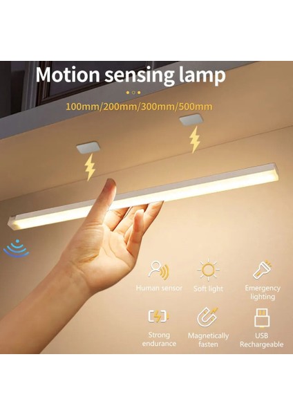 USB Hareket Sensörlü LED Dolap Işığı Ev Koridor Merdiven Gardırop Mutfak Yatak Odası Indüksiyon Kablosuz Gece Lambası (Yurt Dışından)
