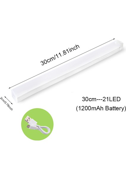 Hareket Sensörlü Işık Kablosuz LED Gece Lambası USB Gece Lambası Mutfak Dolabı Gardırop Lambası Merdiven Arka Aydınlatması (Yurt Dışından)