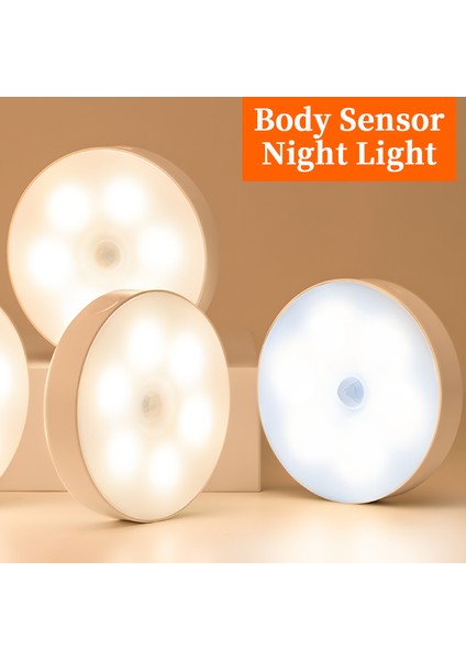 Hareket Sensörlü LED Gece Lambası USB Yatak Odası Gece Lambası Kablosuz Indüksiyon Işığı Mutfak Merdiven Koridor Dolap (Yurt Dışından)