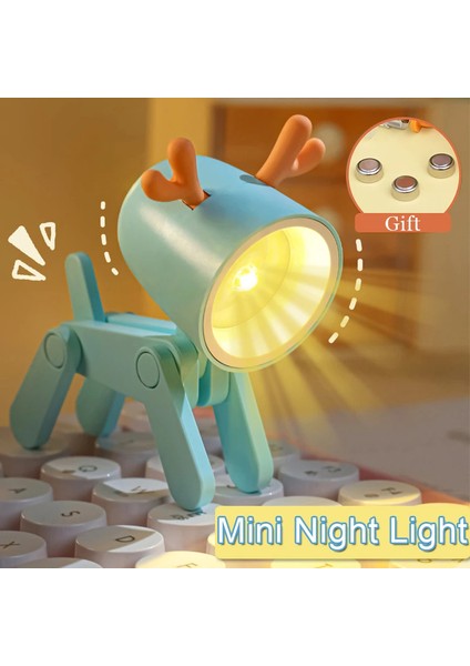 LED Gece Lambası Mini Katlanır Masa Lambası Sevimli Evcil Hayvan Işıkları Köpek Geyik Taşınabilir Gece Lambası Öğrenci Oturma Odası Dekor Hediye (Yurt Dışından)